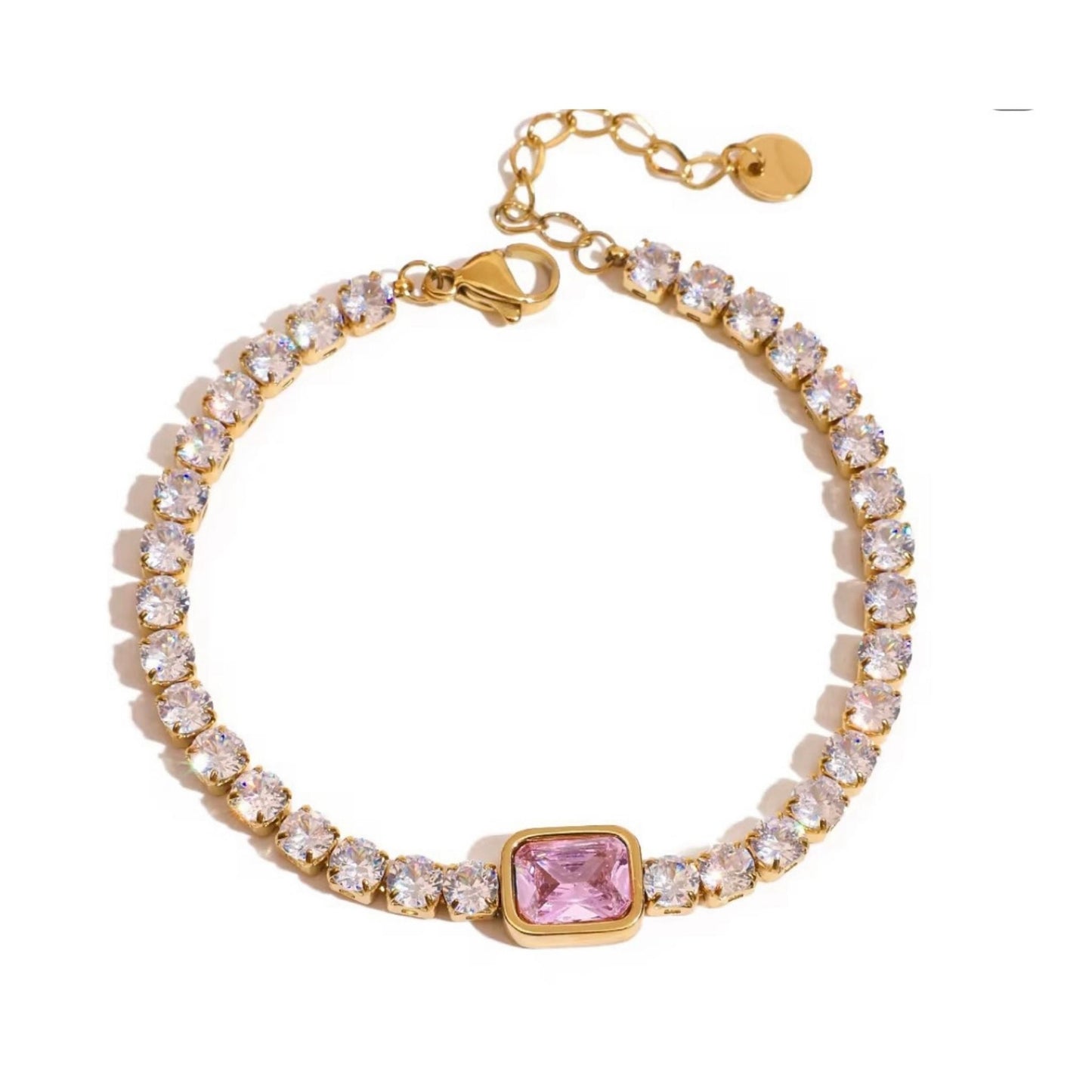 “BACI 18k gold-plated stainless steel chain bracelet—17 + 3 cm adjustable, waterproof, tarnish-free, hypoallergenic—on neutral background.”