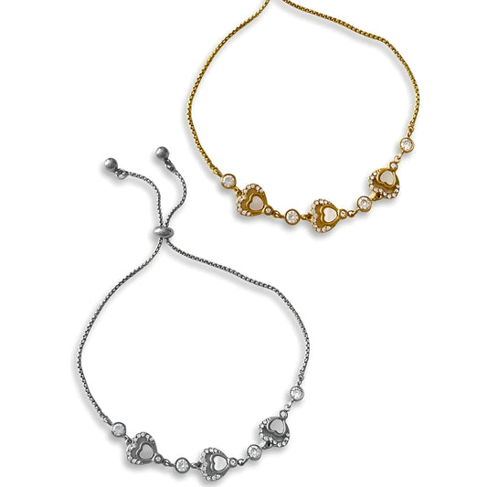 “Cuore Mio 18k gold-plated stainless steel bracelet—adjustable, waterproof, tarnish-free, hypoallergenic—on neutral background.”