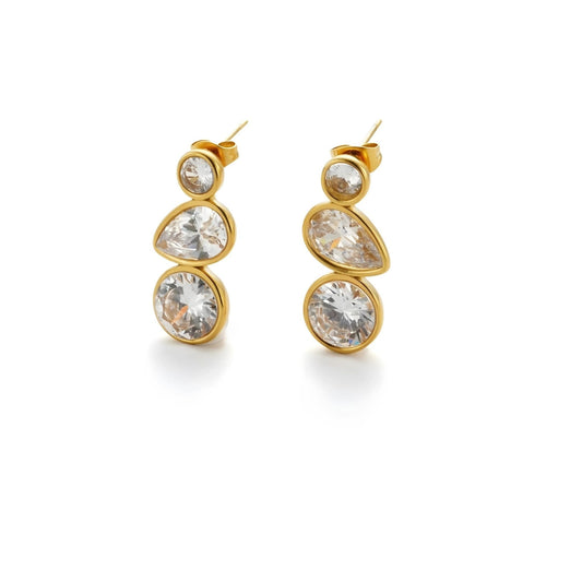 “BRITTANY 18k gold-plated stainless steel hoop earrings—waterproof, tarnish-free, hypoallergenic—on neutral background.”