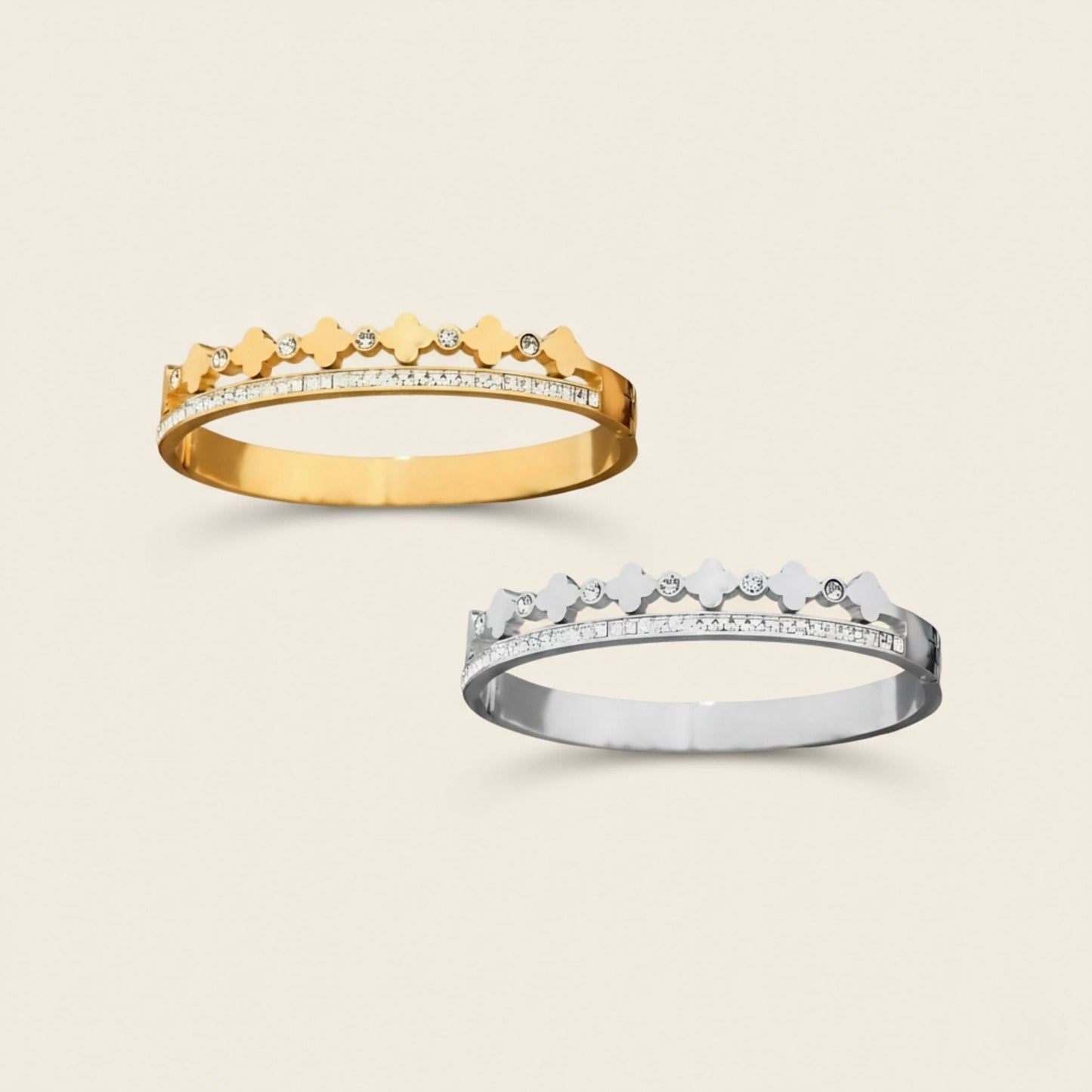 “LANA 18k gold-plated stainless steel bracelet—waterproof, tarnish-free, hypoallergenic classic bangle on neutral background.”