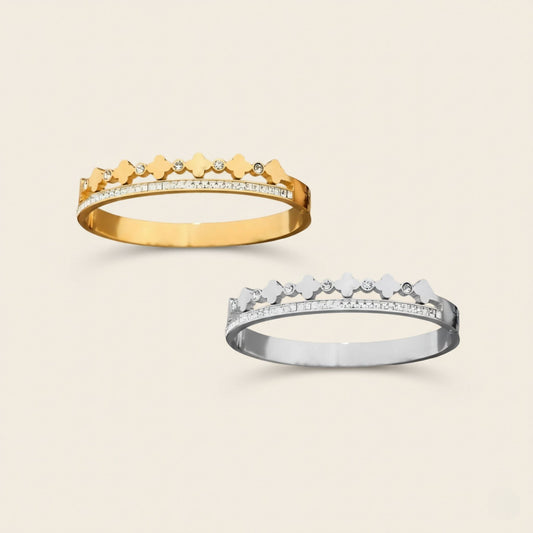 “LANA 18k gold-plated stainless steel bracelet—waterproof, tarnish-free, hypoallergenic classic bangle on neutral background.”